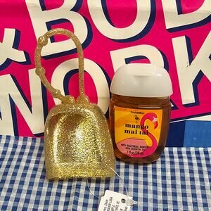 BBW Gold Glitter Pocketbac Holder & Mango Mai Tai Refill Backpack Bag Purse